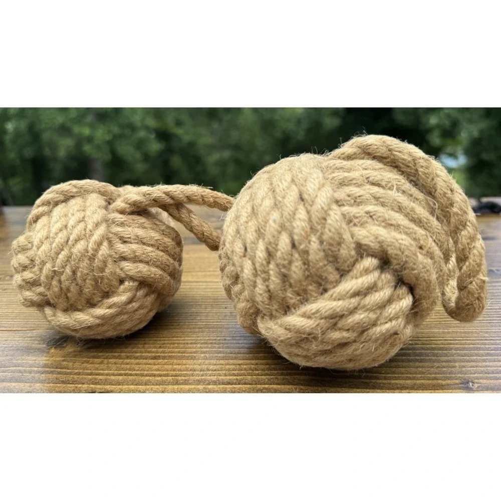 Monkey Fist Rope Knots Pair Nautical Maritime Coastal Fishing Float Decor